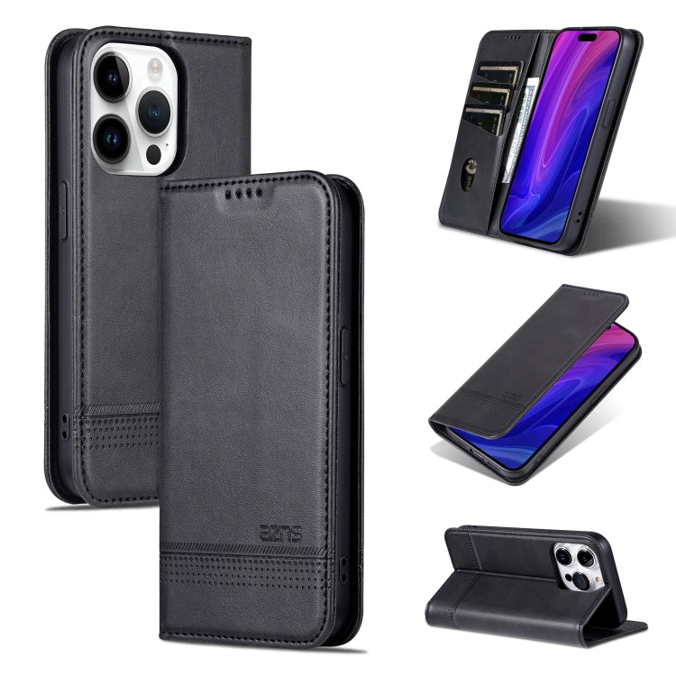 For iPhone 16 Pro Max AZNS Magnetic Calf Texture Flip Leather Phone Case(Black) - iPhone 16 Pro Max Cases by AZNS | Online Shopping UK | buy2fix