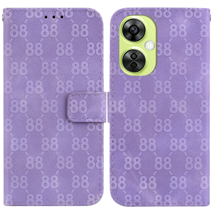 For OnePlus 11 Double 8-shaped Embossed Leather Phone Case(Purple) - OnePlus Cases by buy2fix | Online Shopping UK | buy2fix