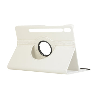 For Samsung Galaxy Tab S9+ 360 Degrees Rotation Holder Litchi Texture Leather Tablet Case(White) - Galaxy Tab S9+ Cases by buy2fix | Online Shopping UK | buy2fix