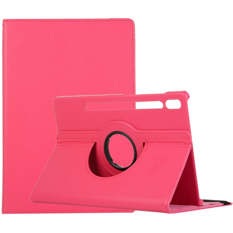 For Samsung Galaxy Tab S9 Ultra 360 Degrees Rotation Holder Litchi Texture Leather Tablet Case(Rose Red) - Galaxy Tab S9 Ultra Cases by buy2fix | Online Shopping UK | buy2fix