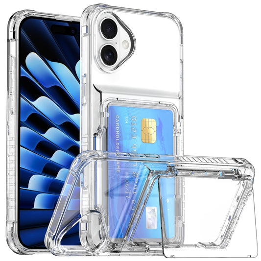 For iPhone 16 Plus Crystal Clear Flip Card Slot Phone Case(Transparent) - iPhone 16 Plus Cases by buy2fix | Online Shopping UK | buy2fix