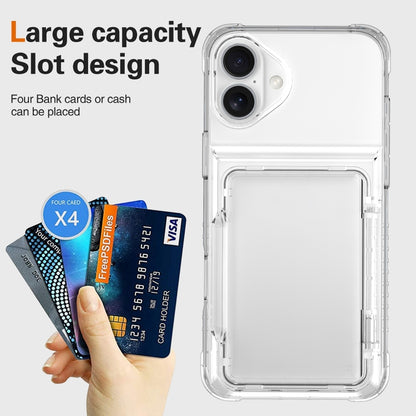 For iPhone 16 Plus Crystal Clear Flip Card Slot Phone Case(Transparent) - iPhone 16 Plus Cases by buy2fix | Online Shopping UK | buy2fix