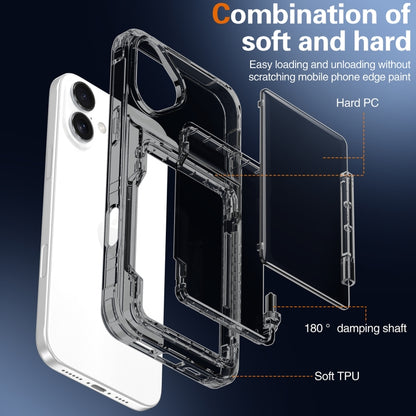 For iPhone 16 Crystal Clear Flip Card Slot Phone Case(Transparent Black) - iPhone 16 Cases by buy2fix | Online Shopping UK | buy2fix