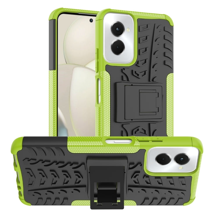 For Motorola Moto G Power 5G 2024 Tire Texture TPU + PC Phone Case with Holder(Green) - Motorola Cases by buy2fix | Online Shopping UK | buy2fix