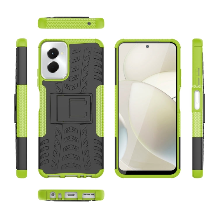 For Motorola Moto G Power 5G 2024 Tire Texture TPU + PC Phone Case with Holder(Green) - Motorola Cases by buy2fix | Online Shopping UK | buy2fix