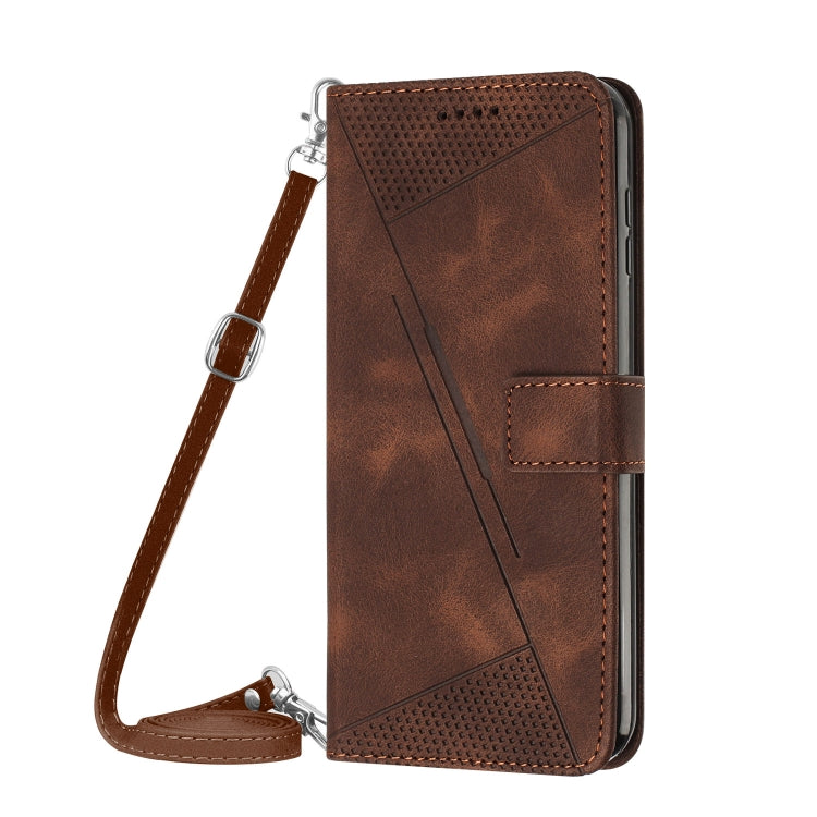 For Motorola Moto G Power 5G 2024 Dream Triangle Leather Phone Case with Lanyard(Brown) - Motorola Cases by buy2fix | Online Shopping UK | buy2fix