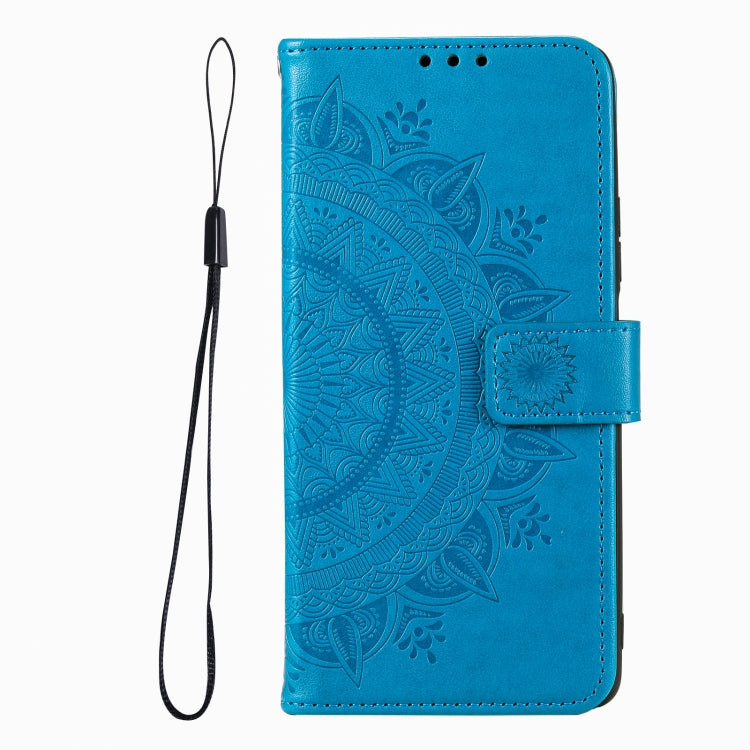 For iPhone 16 Pro Totem Flower Embossed Leather Phone Case(Blue) - iPhone 16 Pro Cases by buy2fix | Online Shopping UK | buy2fix