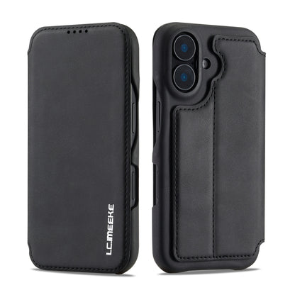 For iPhone 16 Plus LC.IMEEKE Hon Ancient Series Flip Leather Phone Case(Black) - iPhone 16 Plus Cases by LC.IMEEKE | Online Shopping UK | buy2fix