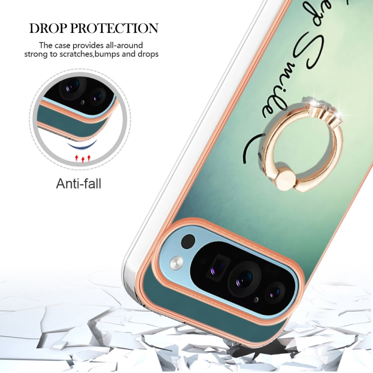 For Google Pixel 9 Pro XL Electroplating Dual-side IMD Phone Case with Ring Holder(Smile) - Google Cases by buy2fix | Online Shopping UK | buy2fix