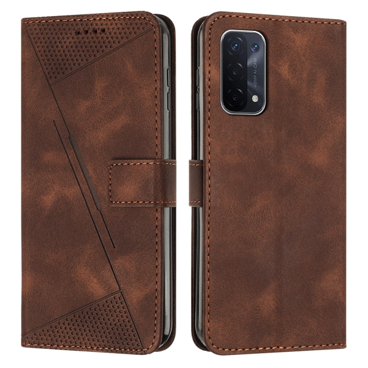 For OPPO A54 / A74 / A93 Dream Triangle Leather Phone Case with Lanyard(Brown) - OPPO Cases by buy2fix | Online Shopping UK | buy2fix