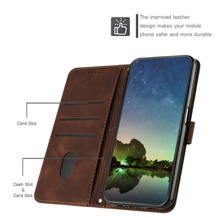 For OPPO A54 / A74 / A93 Dream Triangle Leather Phone Case with Lanyard(Brown) - OPPO Cases by buy2fix | Online Shopping UK | buy2fix