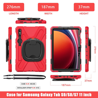 For Samsung Galaxy Tab S9 / S8 / S7 Silicone Hybrid PC Tablet Case with Holder & Shoulder Strap(Red) - Other Galaxy Tab PC by buy2fix | Online Shopping UK | buy2fix