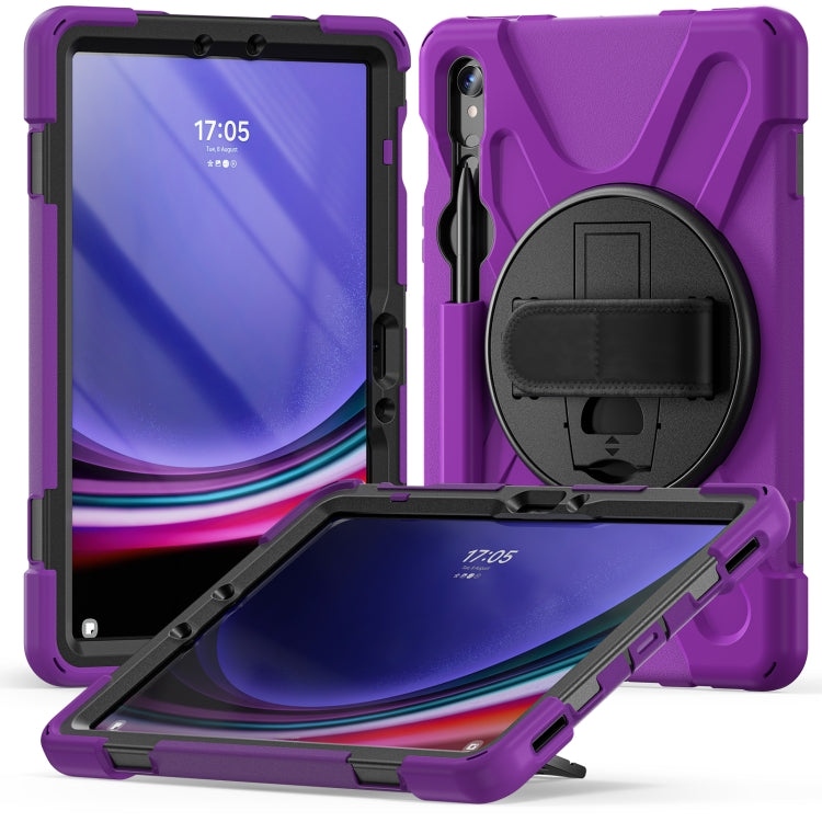 For Samsung Galaxy Tab S9 / S8 / S7 Rotary Handle Grab TPU + PC Tablet Case(Purple) - Galaxy Tab S9 Cases by buy2fix | Online Shopping UK | buy2fix