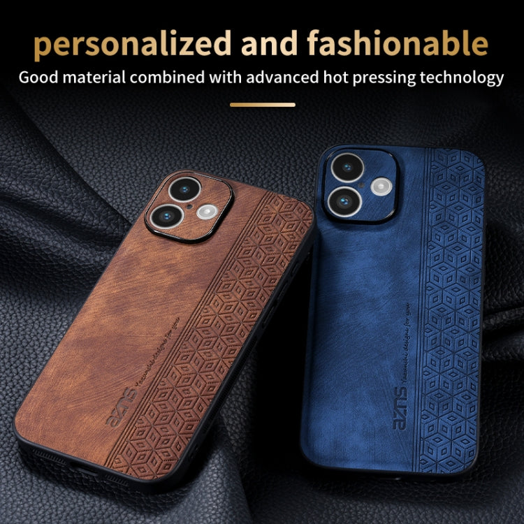 For iPhone 16 Plus AZNS 3D Embossed Skin Feel Phone Case(Brown) - iPhone 16 Plus Cases by AZNS | Online Shopping UK | buy2fix