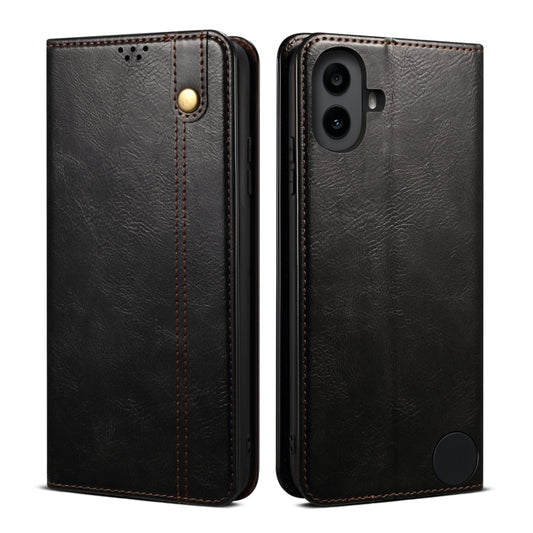 For Nothing CMF Phone 1 Oil Wax Crazy Horse Texture Leather Phone Case(Black) - More Brand by buy2fix | Online Shopping UK | buy2fix