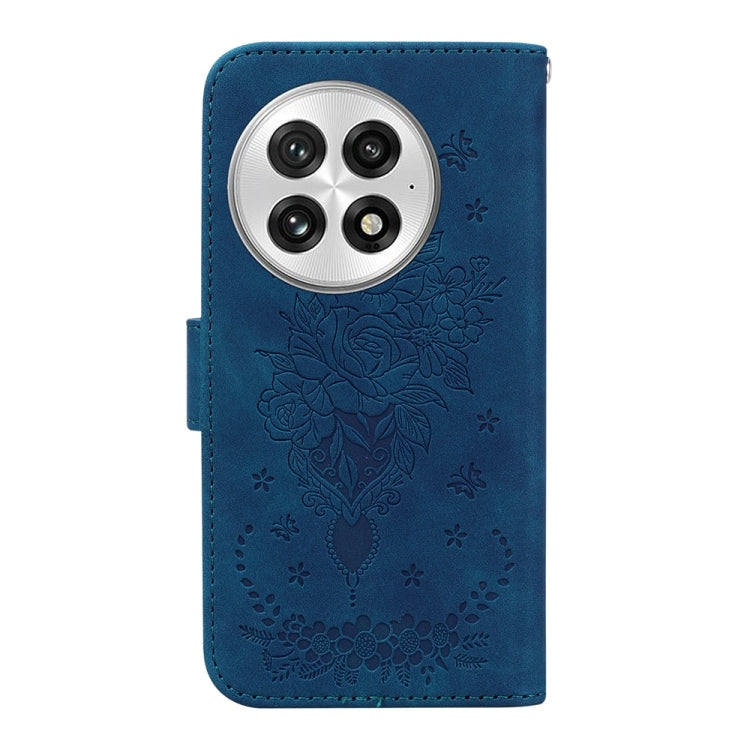 For OnePlus 13 Butterfly Rose Embossed Leather Phone Case(Blue) - OnePlus Cases by buy2fix | Online Shopping UK | buy2fix