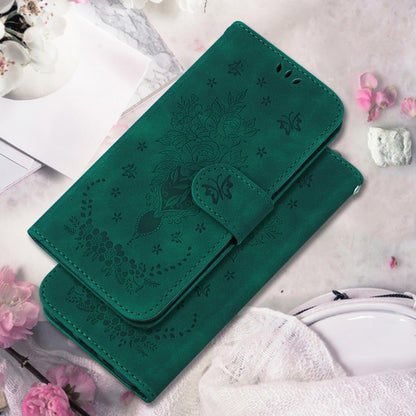 For OnePlus 13 Butterfly Rose Embossed Leather Phone Case(Green) - OnePlus Cases by buy2fix | Online Shopping UK | buy2fix