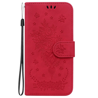 For OnePlus 13 Butterfly Rose Embossed Leather Phone Case(Red) - OnePlus Cases by buy2fix | Online Shopping UK | buy2fix