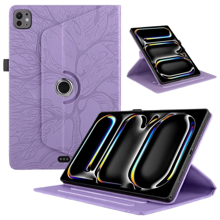 For iPad Pro 13 2024 Tree Life Embossed Rotation Leather Smart Tablet Case(Purple) - iPad Pro 13 2024 Cases by buy2fix | Online Shopping UK | buy2fix