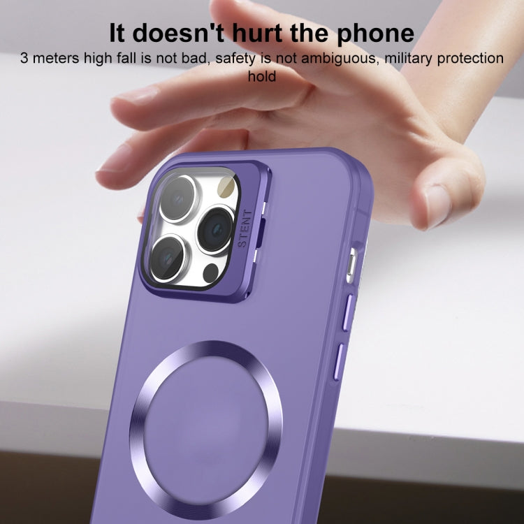 For iPhone 12 Skin Feel CD Texture MagSafe Lens Holder Phone Case(Dark Purple) - iPhone 12 / 12 Pro Cases by buy2fix | Online Shopping UK | buy2fix