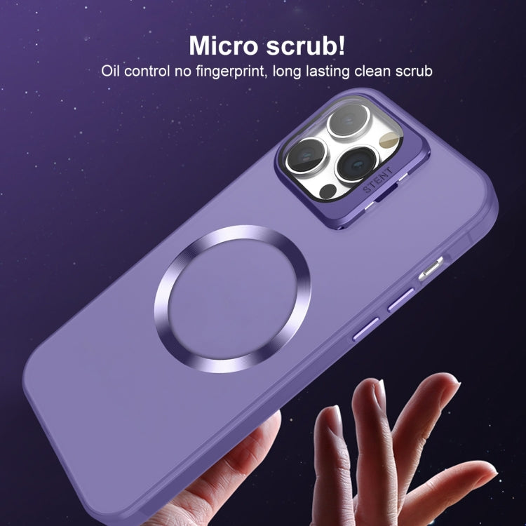 For iPhone 12 Skin Feel CD Texture MagSafe Lens Holder Phone Case(Dark Purple) - iPhone 12 / 12 Pro Cases by buy2fix | Online Shopping UK | buy2fix