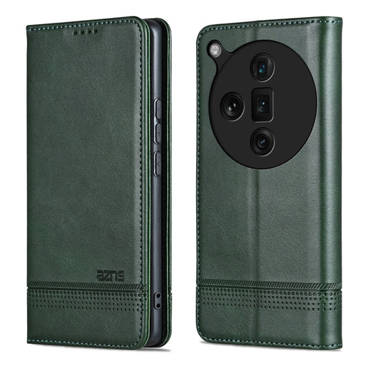 For OPPO Find X7 Ultra AZNS Magnetic Calf Texture Flip Leather Phone Case(Dark Green) - Find X7 Ultra Cases by AZNS | Online Shopping UK | buy2fix