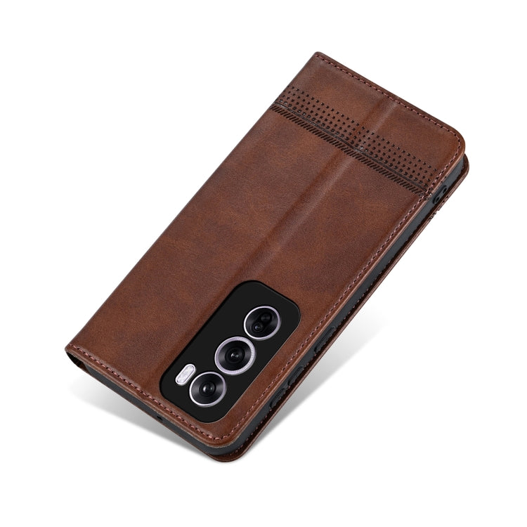 For OPPO Reno12 Pro Global AZNS Magnetic Calf Texture Flip Leather Phone Case(Dark Brown) - Reno12 Pro Cases by AZNS | Online Shopping UK | buy2fix