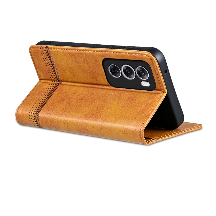 For OPPO Reno12 Pro Global AZNS Magnetic Calf Texture Flip Leather Phone Case(Light Brown) - Reno12 Pro Cases by AZNS | Online Shopping UK | buy2fix