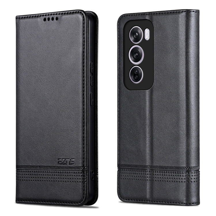 For OPPO Reno12 Pro Global AZNS Magnetic Calf Texture Flip Leather Phone Case(Black) - Reno12 Pro Cases by AZNS | Online Shopping UK | buy2fix