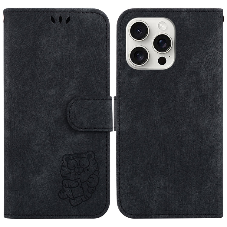 For iPhone 16 Pro Little Tiger Embossed Leather Phone Case(Black) - iPhone 16 Pro Cases by buy2fix | Online Shopping UK | buy2fix