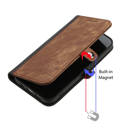 For iPhone SE 2024 Side Buckle Double Fold Hand Strap Leather Phone Case(Brown) - More iPhone Cases by buy2fix | Online Shopping UK | buy2fix