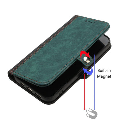 For Motorola Moto G Stylus 5G 2024 Side Buckle Double Fold Hand Strap Leather Phone Case(Dark Green) - Motorola Cases by buy2fix | Online Shopping UK | buy2fix