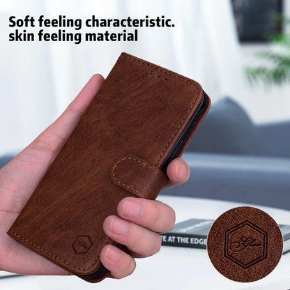 For iPhone 16 Skin Feeling Oil Leather Texture PU + TPU Phone Case(Brown) - iPhone 16 Cases by buy2fix | Online Shopping UK | buy2fix