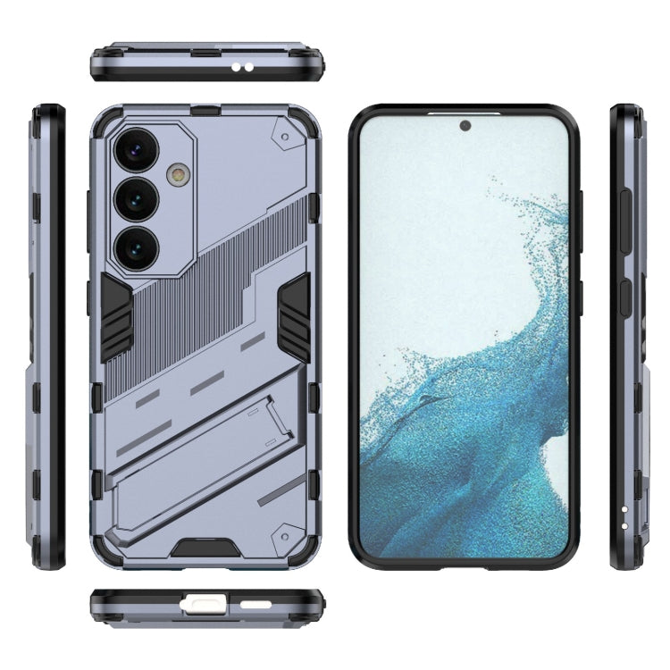 For Samsung Galaxy S24 5G Punk Armor 2 in 1 PC + TPU Shockproof Phone Case with Invisible Holder(Grey) - Galaxy S24 5G Cases by buy2fix | Online Shopping UK | buy2fix