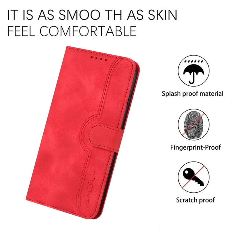 For Motorola Edge 5G 2024 Heart Pattern Skin Feel Leather Phone Case(Red) - Motorola Cases by buy2fix | Online Shopping UK | buy2fix