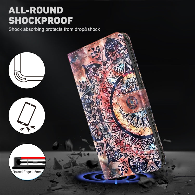 For iPhone 16 3D Painted Leather Phone Case(Colorful Mandala) - iPhone 16 Cases by buy2fix | Online Shopping UK | buy2fix