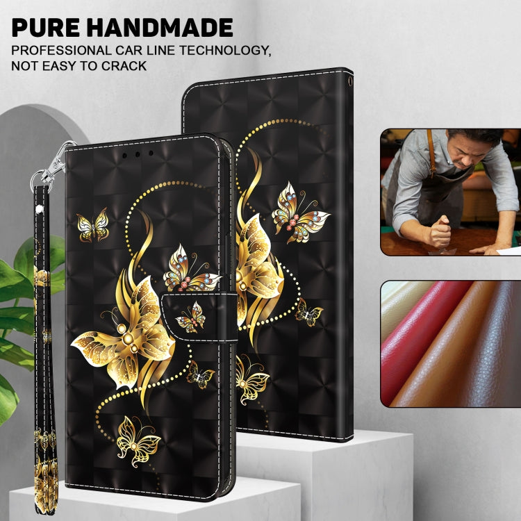 For iPhone 16 3D Painted Leather Phone Case(Golden Swallow Butterfly) - iPhone 16 Cases by buy2fix | Online Shopping UK | buy2fix