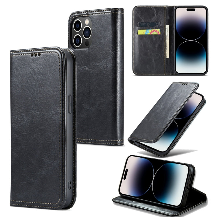 For iPhone 15 Pro Max Fierre Shann Vintage Bark Texture Wallet Leather Phone Case(Black) - iPhone 15 Pro Max Cases by FIERRE SHANN | Online Shopping UK | buy2fix