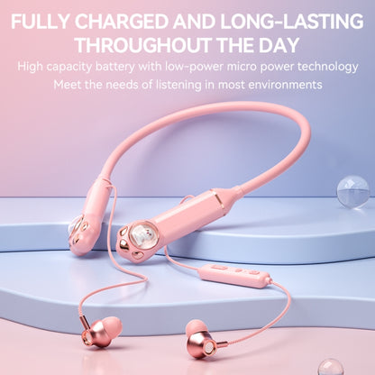 K1692 Meow Planet Neck-mounted Noise Reduction Sports Bluetooth Earphones(Pink) - Neck-mounted Earphone by buy2fix | Online Shopping UK | buy2fix