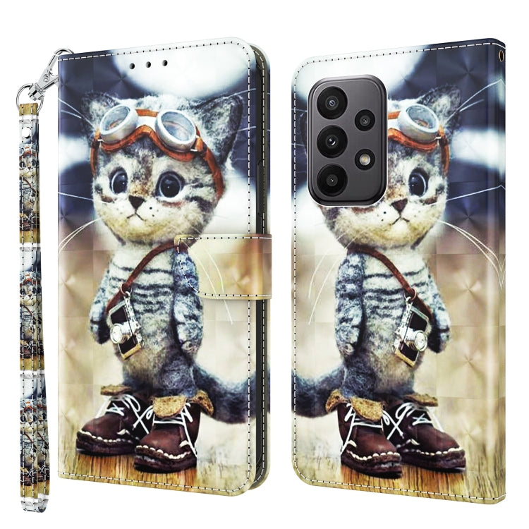 For Samsung Galaxy A25 5G 3D Painted Leather Phone Case(Naughty Cat) - Galaxy Phone Cases by buy2fix | Online Shopping UK | buy2fix