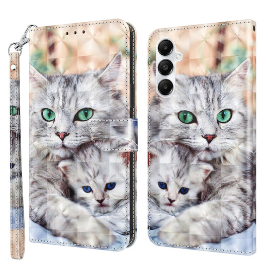 For Samsung Galaxy A05s 3D Painted Leather Phone Case(Two Loving Cats) - Galaxy Phone Cases by buy2fix | Online Shopping UK | buy2fix