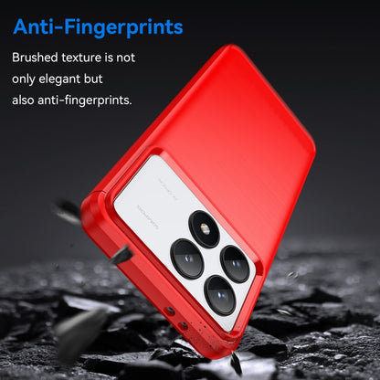 For Xiaomi Redmi K70 Pro Brushed Texture Carbon Fiber TPU Phone Case(Red) - K70 Pro Cases by buy2fix | Online Shopping UK | buy2fix