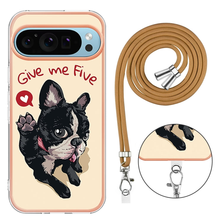 For Google Pixel 9 Pro XL Electroplating Dual-side IMD Phone Case with Lanyard(Lucky Dog) - Google Cases by buy2fix | Online Shopping UK | buy2fix