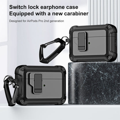 For AirPods Pro 2 TPU + PC Wireless Bluetooth Earphone Protective Case with Switch Lock & Hook(Black) - For AirPods Pro 2 by buy2fix | Online Shopping UK | buy2fix