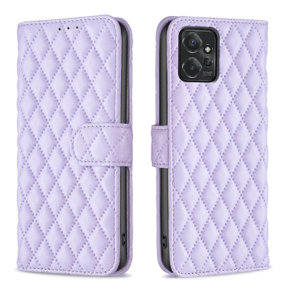 For Motorola Moto G Power 5G 2024 Diamond Lattice Wallet Flip Leather Phone Case(Purple) - Motorola Cases by buy2fix | Online Shopping UK | buy2fix