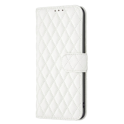 For Motorola Moto G24 / E14 / G04 Diamond Lattice Wallet Flip Leather Phone Case(White) - Motorola Cases by buy2fix | Online Shopping UK | buy2fix