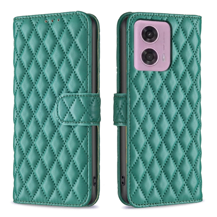 For Motorola Moto G24 Diamond Lattice Wallet Flip Leather Phone Case(Green) - Motorola Cases by buy2fix | Online Shopping UK | buy2fix