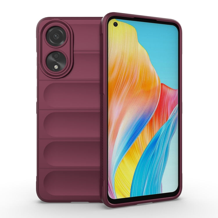 For OPPO A78 4G Global Magic Shield TPU + Flannel Phone Case(Wine Red) - OPPO Cases by buy2fix | Online Shopping UK | buy2fix