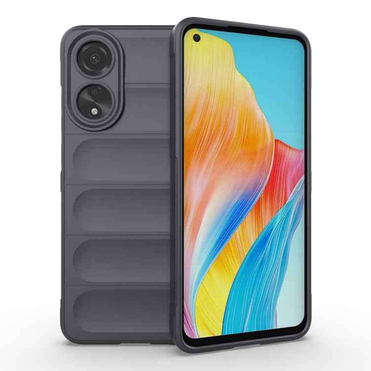 For OPPO A78 4G Global Magic Shield TPU + Flannel Phone Case(Dark Grey) - OPPO Cases by buy2fix | Online Shopping UK | buy2fix