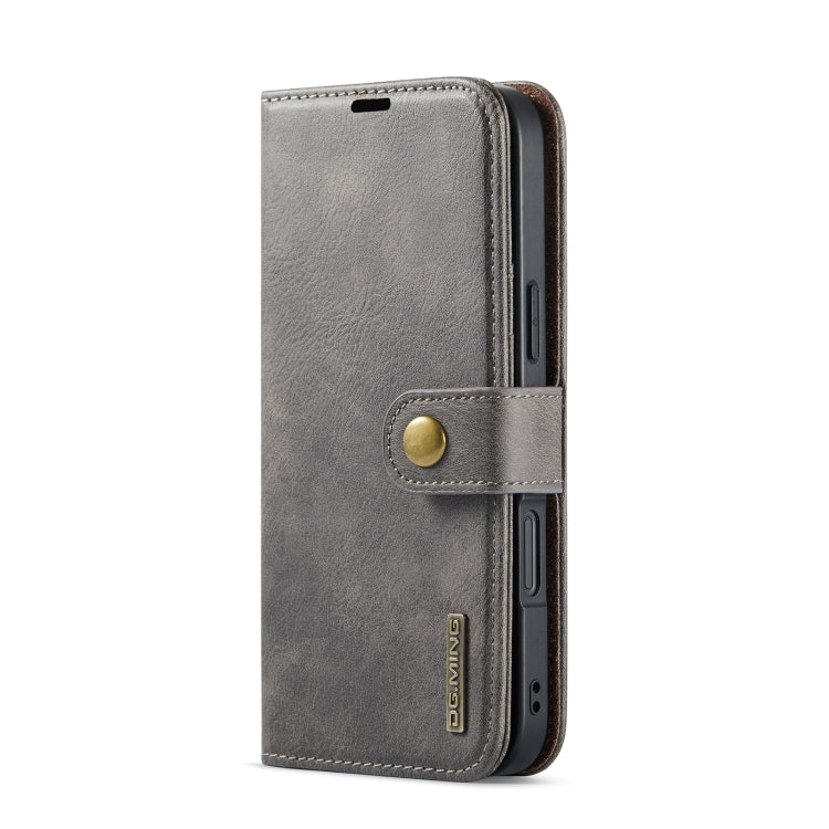 For iPhone 16 Plus DG.MING Crazy Horse Texture Detachable Magnetic Leather Phone Case(Grey) - iPhone 16 Plus Cases by DG.MING | Online Shopping UK | buy2fix